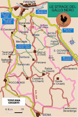 Map of the Via Chiantigana